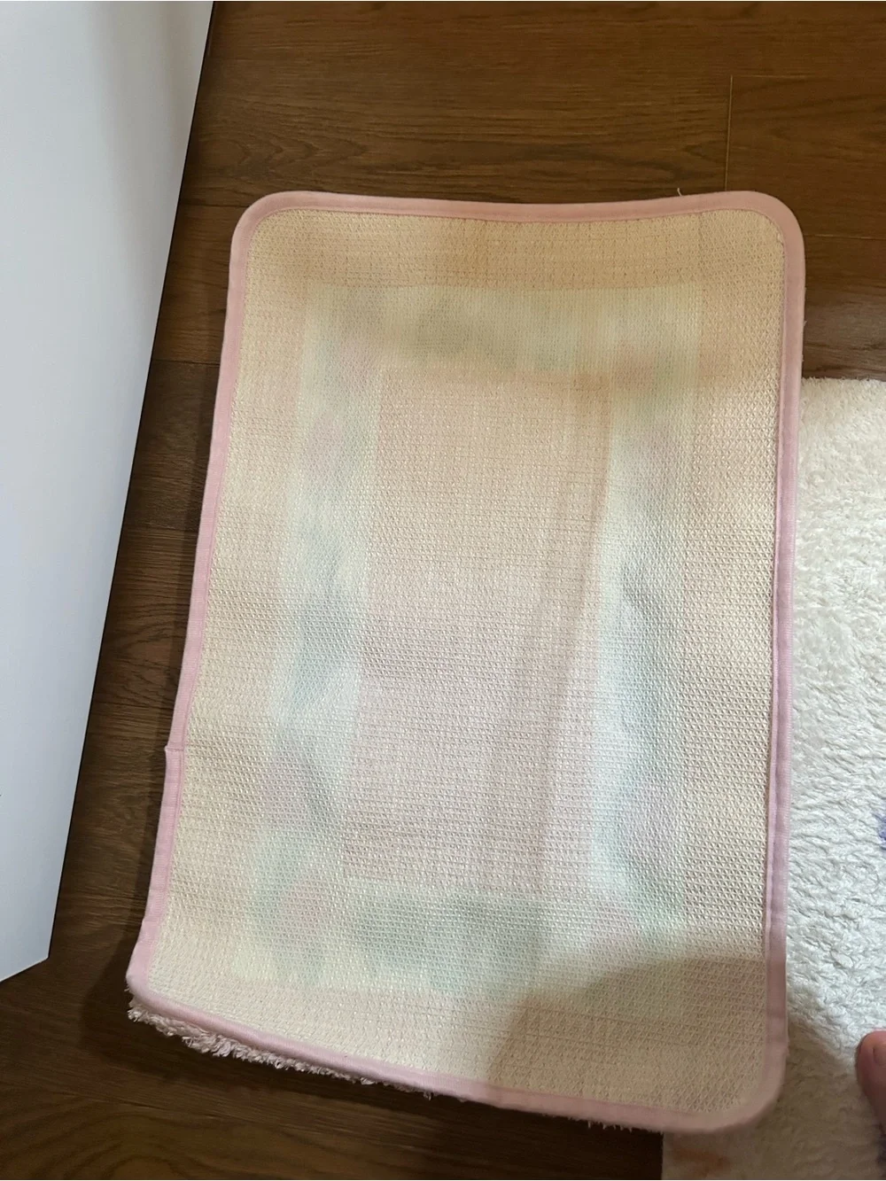 Peach Floral Border Bath Mat Anti-slippery